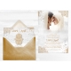 Echantillon Satin Faire-part Mariage - Main fatma or