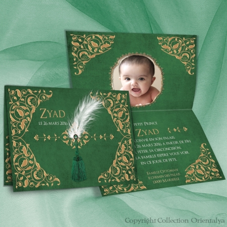 Faire-part Petit Prince - vert et or