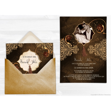 Echantillon Satin Faire-part Mariage - Oriental chic